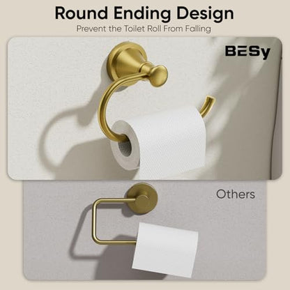 Toilet Paper Holder Wall Mounted Bathroom Tissue Holder Brushed Gold | Pivoting Tissue Roll Holder, High Quality Stainless Steel Hand Towel Ring Rustproof, Bathroom Accessories,Toilet Storage - color: Brushed Gold