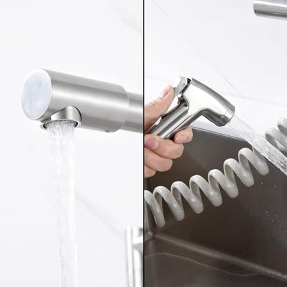 Kitchen Faucet Wall Mount with Side Sprayer, Folding Design for Bar Taps | 304 Stainless Steel Constructed, Rotatable, 8"" Center, Commercial Use - color: Style C, Independent Stand