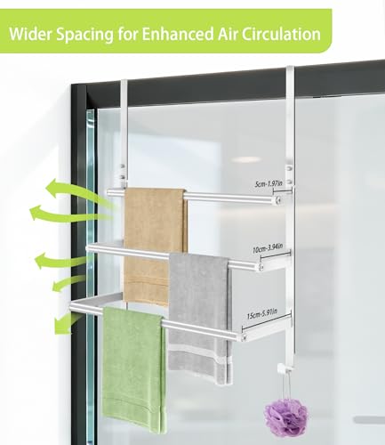 Over The Door Towel Racks for Bathroom, Over The Door Towel Rack, Towel Rack with Hooks for Door Hanging, Towel Bar Over The Door Towel Holder 16Inch, Brushed Nickel - size: 16 Inch