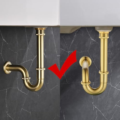 Bathroom Sink Stopper Set Bottle Trap, SUS304 1-1/4 inch Slip Inlet Drain Complete Kit, Lavatory Sink Stopper Set w/Overflow, General US/CA Standard, Brushed Gold - color: Brushed Gold