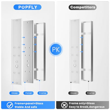 POPFLY Tempered Glass Shower Panel Tower System, 9" Adjustable Shower Arm Height, 304 Stainless Steel White Shower Panels Tower with 6 Massage Jet and Tub Spout - color: Tempered Glass-white With 6 Jets