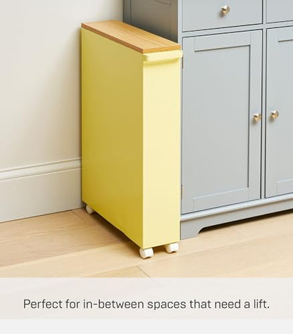 YAMAZAKI Home Bathroom Cart, Rolling Slim Utility Storage with Handle, Yellow - color: Yellow