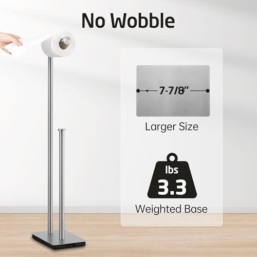 KES Freestanding Toilet Paper Holder Stand with Reserve | Heavy Base, Toilet Paper Storage for Bathroom, SUS304 Stainless Steel Brushed Steel, BPH286S1B-2 - color: Brushed Grey