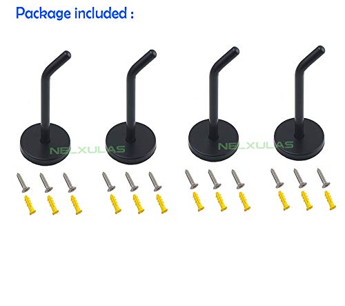 Classic Black Stainless Steel Heavy Duty Coat Hook, Durable Robe Hanger Wall Mount Hook, Perfect Touch Your Bathroom, Bedroom, Closets, Wardrobe, Kitchen (6", 4 PCS) - size: 6", 4 PCS