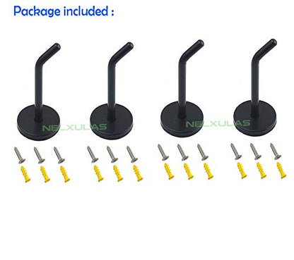 Classic Black Stainless Steel Heavy Duty Coat Hook, Durable Robe Hanger Wall Mount Hook, Perfect Touch Your Bathroom, Bedroom, Closets, Wardrobe, Kitchen (6", 4 PCS) - size: 6", 4 PCS