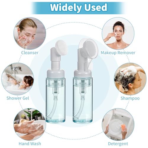 3 PCS Empty Foaming Pump Dispenser Facial Cleanser Foaming Bottle Small Mousse Foaming Soap Pump Container with Massage Clean Brush Head for Lash Cleanser Hand Soap Shampoo to Travel