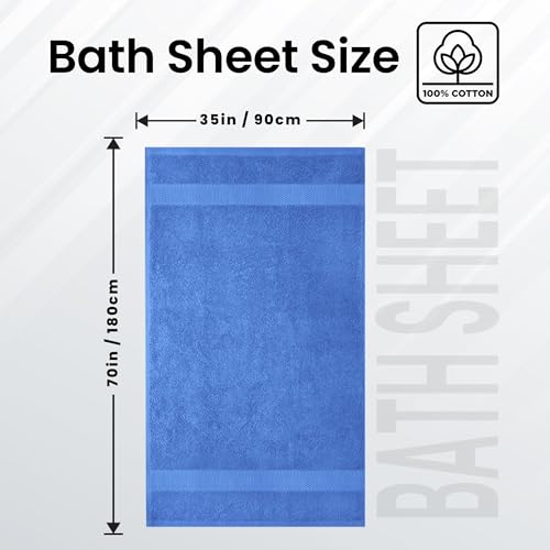Infinitee Xclusives – Luxury Bath Sheets Towels – 1 Pack 600 GSM (35X70 Inches) – 100% Ring Spun Cotton Large Bath Towels for Bathroom (Eloquent Blue, Bath Sheets - Pack 1) - color: Eloquent Blue, size: Bath Sheet - 1 Pack