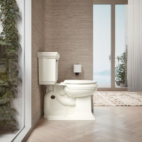 KOHLER 27332-96 Glissade Quiet Close Round Toilet Seat with ReadyLatch Hinge, Soft Close Lid, Compatible with Round Standard Toilets, Biscuit - color: Biscuit, size: Round