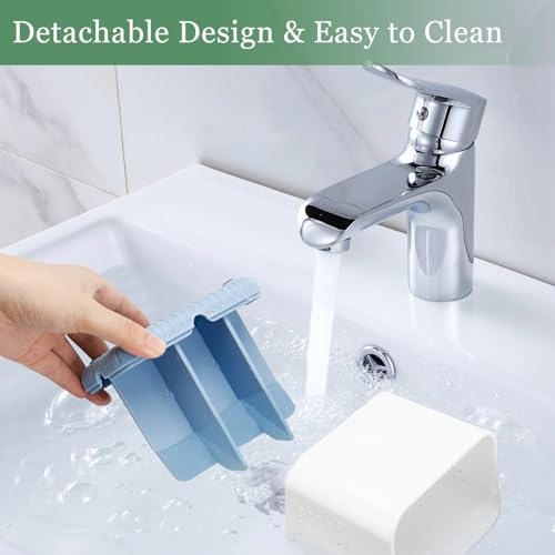 Bathroom Toothbrush Holders, Kids Toothbrush and Toothpaste Holder (Blue) | Easy To Clean, Drainage, Removable, Non-Slip, 4 Slots Tooth Brush Holder for Bathroom Countertop Organizer - color: Blue