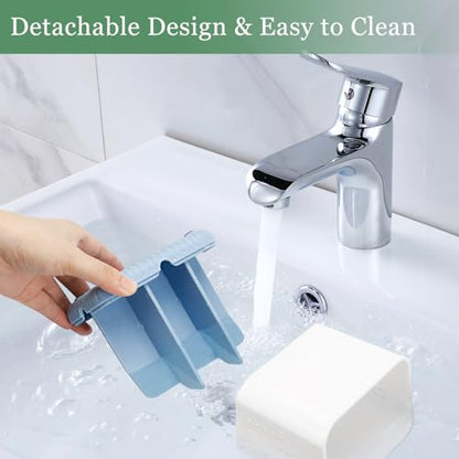 Bathroom Toothbrush Holders, Kids Toothbrush and Toothpaste Holder (Blue) | Easy To Clean, Drainage, Removable, Non-Slip, 4 Slots Tooth Brush Holder for Bathroom Countertop Organizer - color: Blue