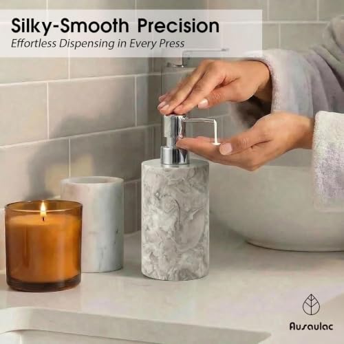 Marble Soap Dispenser, Hand Soap Dispenser for Bathroom Kitchen Countertop - Lotion and Liquid Soap Dispenser (1, Grey) - color: Gray
