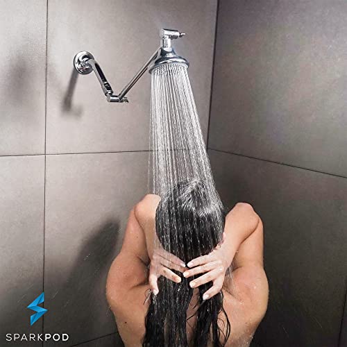 SparkPod 11" Extension Arm, Adjustable Height & Angle, Polished Chrome | Adjustable Height & Angle, Sturdy Lock, Universal Connection, Transform your showers into rain shower experience - color: 1 - Luxury Polished Chrome, style: 11 Inch Adjustable