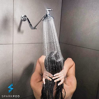 SparkPod 11" Extension Arm, Adjustable Height & Angle, Polished Chrome | Adjustable Height & Angle, Sturdy Lock, Universal Connection, Transform your showers into rain shower experience - color: 1 - Luxury Polished Chrome, style: 11 Inch Adjustable