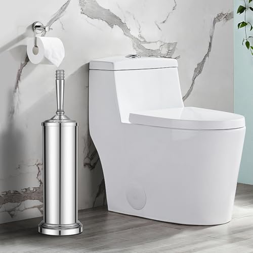 Chrome Toilet Brush and Holder Set，Toilet Bowl Brush and Holder | Heavy Duty Toilet Brush for Bathroom, Stainless Steel Toilet Cleaner Brush,Deep Cleaning,Space Saving,Covered Brush - color: Chrome