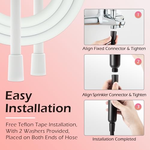 Shower Hose Extra Long, Ultra-Soft Silicone Shower Hose Replacement, Anti-Kink Designed Handheld Shower Head Hose Extension with Brass Insert and Nut, 79 Inches, White - color: White, size: 79 Inches