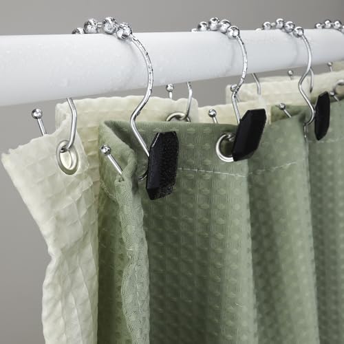 Shower Curtain Hooks Rings for Bathroom, 12PCS Double Hooks Glide Anti Rust Crystal Rhinestones Shower Curtain Rings Hangers for Shower Curtains, Clothing, Towels, etc. (Black) - color: Black