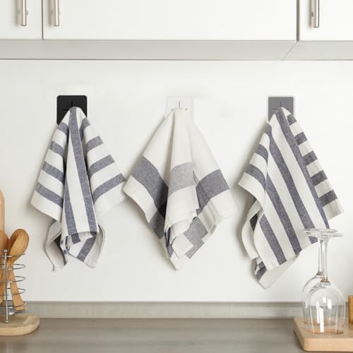 HARFINGTON 3pcs Self Adhesive Hooks Waterproof ABS Silicone Shower Robe Towel Wall Hooks Adhesive Push Dish Towel Hooks Without Drill for Bathroom Kitchen Washroom Home, Gray - color: Gray