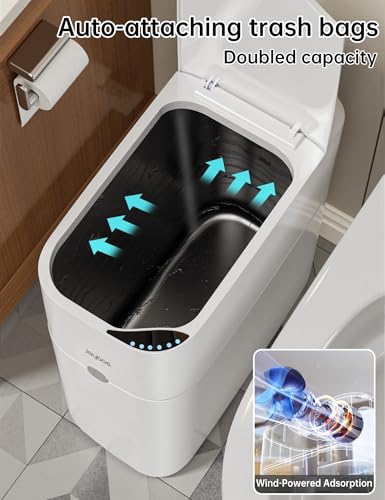 CTIME Touchless Automatic Bathroom Trash Can with Lid for Bathroom | Touchless trash can, Motion sensor,Waterproof trash can, Bathroom trash bin,Odor sealing, Bathroom privacy,Space-saving - size: Small