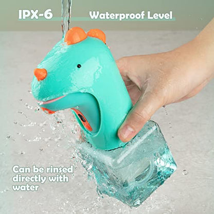 Seawah Automatic Soap Dispenser for Kids,IPX6 Waterproof Cute Dinosaur Foam Smart Hand Foaming Touchless Soap Dispenser for Bathroom Countertop, 8.7oz/250ML - color: Green