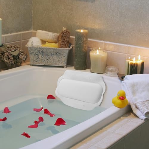 OUNONA Non-Slip Bath Pillow Tub Neck and Back Support PVC Foam Cushion with Suction Cups for Bathtub Spa Relaxation and Home Shower Use