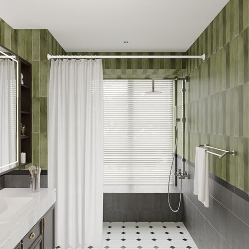 Naiture 304 Stainless Steel 36" Straight Shower Curtain Rod, Matte White | One-Piece Rod, Cut to Fit, Rustproof, Heavy-Duty Zinc Alloy Flange, Permanent Wall Mount, Mounting Hardware Included - color: Matte White, size: 36''
