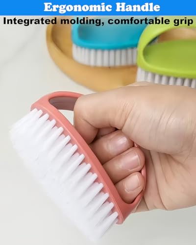 Scrubbing Brushes for Cleaning Small Scrub Brush with Nylon Stiff Bristles | 4 Pack Heavy-Duty Scrubber Cleaner Brush Multi-Purpose Cleaning Brush for Bathroom,Showe,Sink,Kitchen,Bathtub,Floor -Compact - color: Green, Blue, Red, Purple