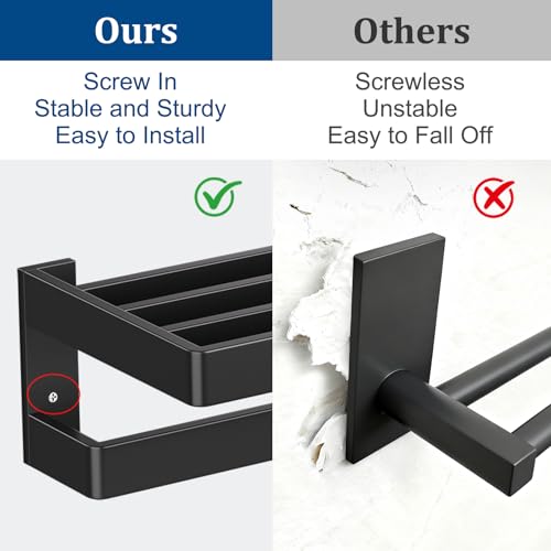 Matte Black Towel Rack 23.6-inch Towel Bar Double Towel Holder Stainless Steel Bathroom Hardware Accessories Set - color: Matte Black, size: 23.6inch