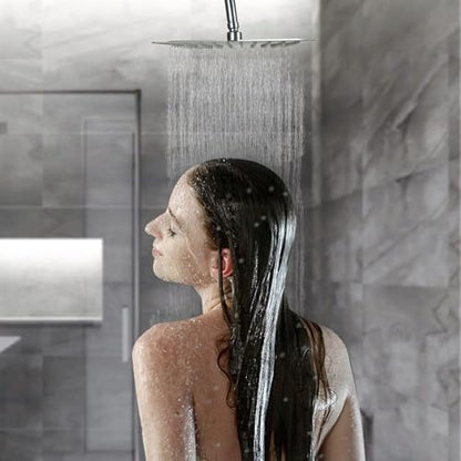 SOLVEX Rain Shower Head - High Pressure Rainfall Shower Head Made of Stainless Steel - High Flow Waterfall Bathroom Square Showerhead (8" Chrome,SP-50018) - size: 8 Inch