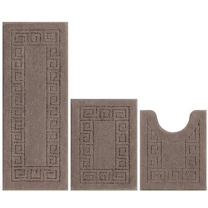 Pauwer Bathroom Rugs Sets 3 Piece, Plush Absorbent Bath Rug, Coffee | Microfiber Bath Mat Set, Non Slip Washable, Quick Dry Floor Carprt, Soft U Shaped Toilet Mats For Bathroom Shower Sink - color: Coffee