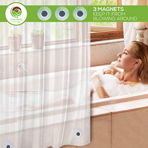 PEVA Shower Curtain Liner, Frost, 96 x 71 in, Premium | Premium PEVA shower liner, Frost, 96 x 71 in; magnets and suction cups help reduce shifting along the tub or shower. - color: Frost
