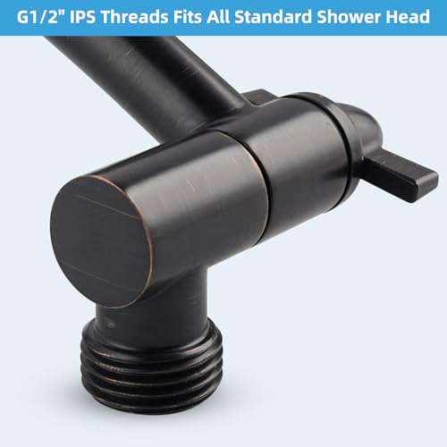 Hibbent All Metal 10'' Shower Head Extension Arm, Oil Rubbed Bronze | Solid Brass Adjustable Shower Arm with Lock Joint, Flexible Height & Angle, Universal Connection Shower Head Extender - color: Oil Rubbed Bronze, size: 10 Inch