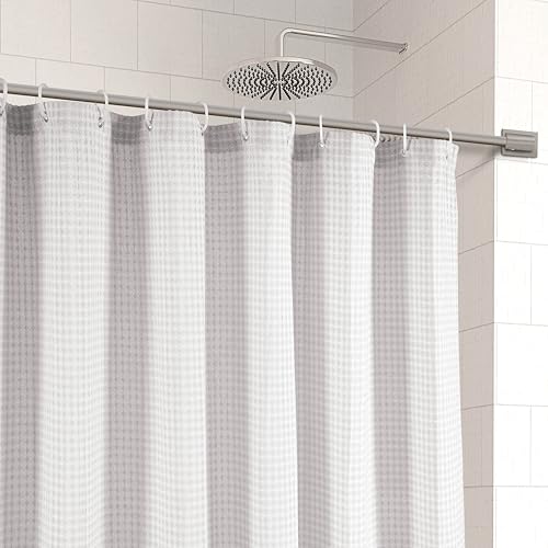 LANE LINEN Classic Hotel Shower Curtain for Bathroom - 72W x 72H - Luxury Waffle Weave - Heavyweight Fabric that Hangs Well, Water Repellent & Quick Dry - Header with Stainless Steel Grommets - White - color: 04: Waffle - White, size: 72"W x 72"L (Pack of