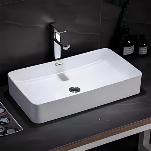 2 Pack Plastic Sink Basin Overflow Trim Rectangle Drain Cap Bathroom Sink Trim Overflow Cover Insert in Hole Round Caps for Kitchen Bathroom