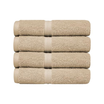 Boho & Terry Cloth Washcloths Set of 4 (12" x 12") Hotel Quality, Versatile as, Hand Towels, Extra Soft Towels, Kitchen Washcloths, Bathroom Wash Cloths, Face Cloths -%100 Cotton - Beige - color: Beige