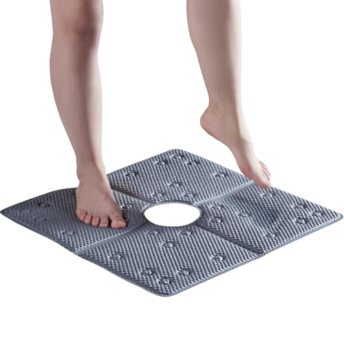 Webos Bathtub Mat Non Slip: Soft Safety Foam Bath & Shower Mat for Tub Suitable for Families 21 X 21Inch with Drain Holes and Suction Cups Massage Tub & Shower Mat for Bathroom (Dark Grey) - color: 21x21" Dark Grey, size: 21" x 21" (Square)