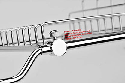 Brass Expandable Bathtub Caddy Over Tub Rack with Chrome Polished Finish for Elegant Bath Storage