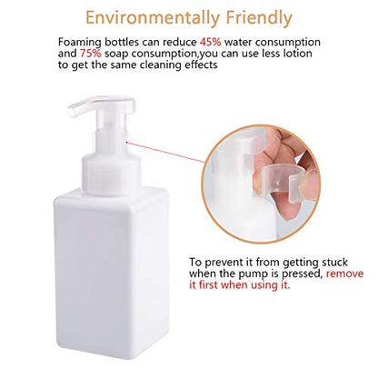 Foaming Soap Dispenser, 22oz Plastic Refillable Pump Bottle, 2 Pack, White | Hand Dispenser for Liquid Soap, Shampoo & Body Wash – Saves Soap with Rich Foam, Reusable, Easy to Refill, BPA-Free - color: White, size: 15 oz (2 Pack)