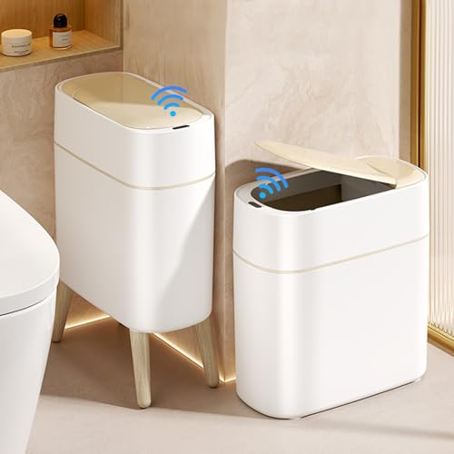 LALASTAR Small Bathroom Trash Can Automatic Touchless, Bathroom Garbage Can with a Lid, Motion Sensor trashcan for Bedroom, Kitchen, Office, 2.5 Gallon, White - color: White-1 Pack