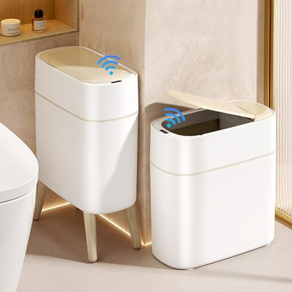 LALASTAR Small Bathroom Trash Can Automatic Touchless, Bathroom Garbage Can with a Lid, Motion Sensor trashcan for Bedroom, Kitchen, Office, 2.5 Gallon, White - color: White-1 Pack