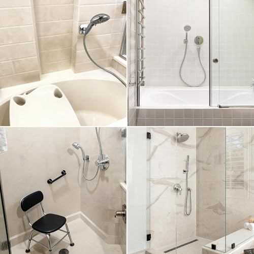 G-Promise Metal Handheld Shower Head Holder, No-Drill Install (Matte Black) | Adhesive or Drilled Installation, Wide Adjustment Range Fits All Family Heights, Firmly Secure Showerhead, Easy to Install - color: Matte Black