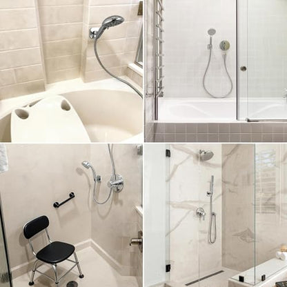 G-Promise Metal Handheld Shower Head Holder, No-Drill Install (Matte Black) | Adhesive or Drilled Installation, Wide Adjustment Range Fits All Family Heights, Firmly Secure Showerhead, Easy to Install - color: Matte Black