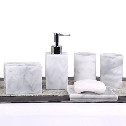 LUANT Resin 5pcs Bathroom Accessory Set - Tumbler, Soap Dish, Liquid Soap Dispenser, Toothbrush Holder,Grey - color: Grey