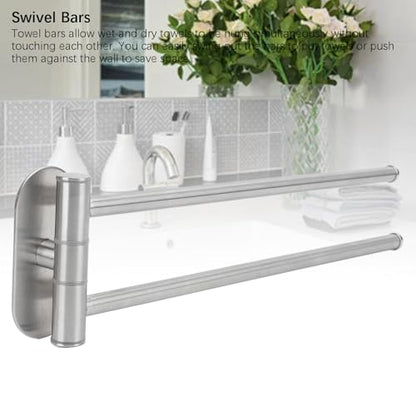 Swivel Towel Rack,Bath Towel Holder Swing Out 304 Stainless Steel 2 Or 4 Bar Folding Arm Bathroom Handtowel Rack Hanger for Kitchen (2 Arm) - color: 2 Arm