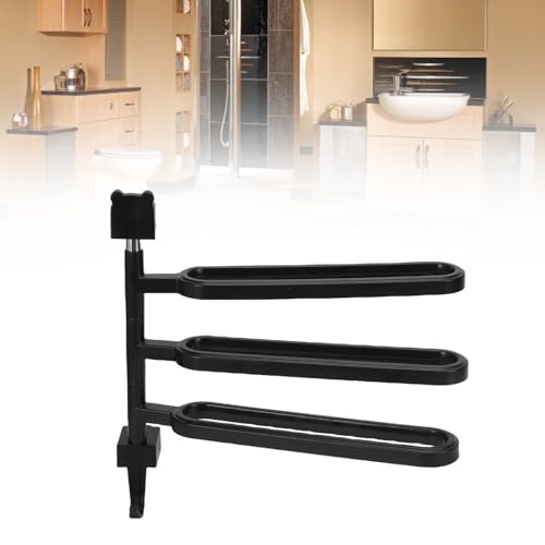 Luocute 180 Degree Swivel Towel Rack, High Strength ABS Wall Mounted Towel Bar with Hook, Space Saving Holder for Bathroom Kitchen (3 Rods) - color: 3 Rods