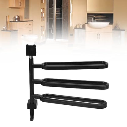 Luocute 180 Degree Swivel Towel Rack, High Strength ABS Wall Mounted Towel Bar with Hook, Space Saving Holder for Bathroom Kitchen (3 Rods) - color: 3 Rods