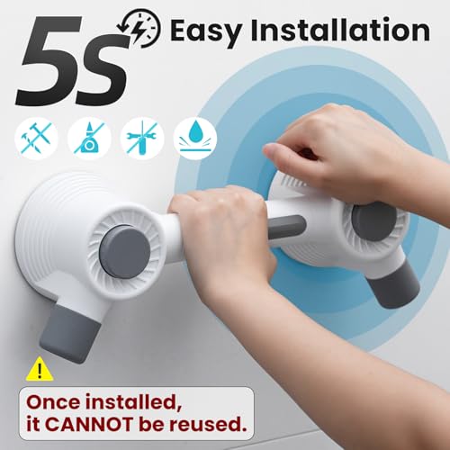 TAILI Shower Grab Bars,Shower Handles,Strong Adhesive,350lbs,2 Pack,Grey | Fits Microcrack Tile,Safety for Bathtubs,Toilet,Elderly&Seniors,Bathroom Grip Rails,No Drilling Removable Waterproof,12.8" - style: 2 Pack-Adhesive