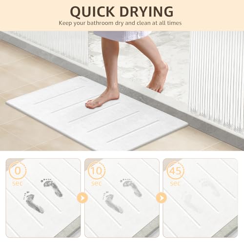 Yolife Stone Bath Mat Large, 32" x 20" Diatomaceous Earth Bath Mat for Bathroom, Super Absorbent Quick Drying Bathroom Stone Mat, Non-Slip Diatomite Shower Mat, Easy to Clean (White Grey) - color: White Grey