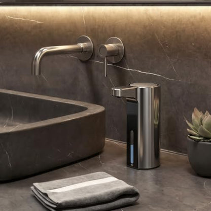 EKO Aroma 9 fl oz Automatic Liquid Soap Dispenser, Rechargeable & Water-Resistant for Kitchen and Bathroom with Adjustable Soap Dispensing Volume Control (Chrome Metallic) - color: Chrome Metallic, size: 9 oz (Standard Rechargeable)