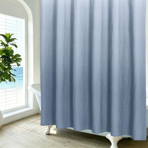 72x84 Extra Long Shower Curtain, Ombre Fog Blue 3D Embossed Half Bath Curtain - color: Ombrefogblue, size: 72"W x 84"L (Pack of 1)