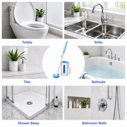 RV Toilet Brush, RV Accessories, Wall Mount Toilet Brush, 64 Toilet Refills | Hands Free Toilet Brush, One-Button Release, RV Toilet Brush and Holder Set, Compact Design, Camper Bathroom Accessories